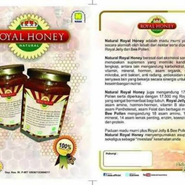 

Natural Royal Honey. Madu Nasa + paket madu nasa