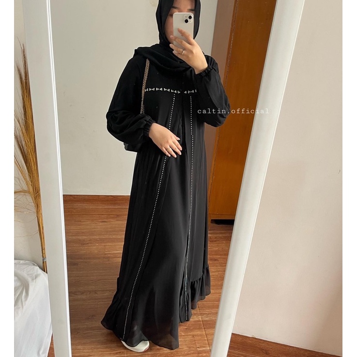 ABAYA DRESS SWAROVSKI CERUTI Busui PREMIUM UMroh haji  FULL FURING TILE maxi dress arab turki