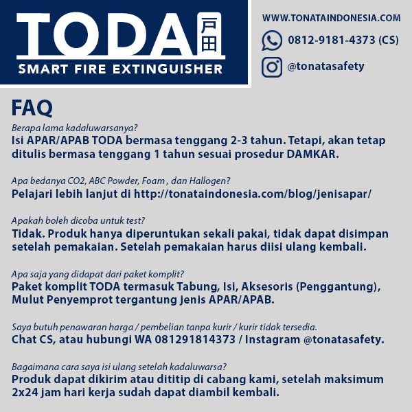 APAR 6 kg / Pemadam Api 6kg / Set Komplit TODA by TONATA Fire Extinguisher