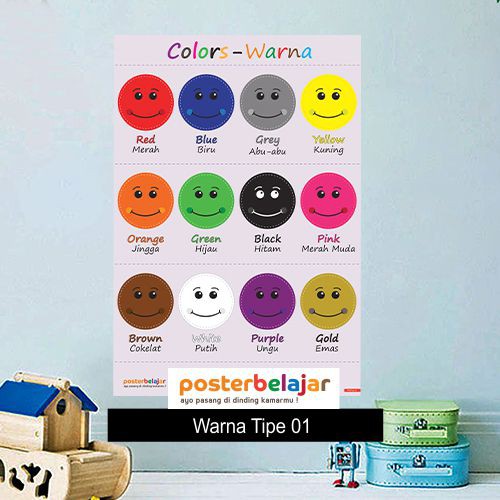 Tipe 01 Poster Pendidikan Belajar Mengenal Jenis Warna Dalam Bahasa Inggris Terjemahannya Shopee Indonesia