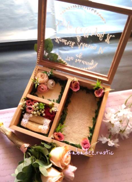 Box mahar/ box cincin/ box mas Kawin / Box Logam Mulia Free handlettering