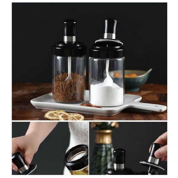 CINICINI Botol Bumbu kaca Tempat Bumbu Free Sendok