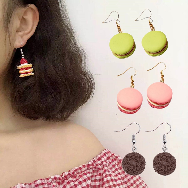 [Harga Grosir]1 Pasang Anting Tusuk Gantung Wanita Desain Kartun Kodok / Kue / Dessert Untuk Pesta/Hot Sale