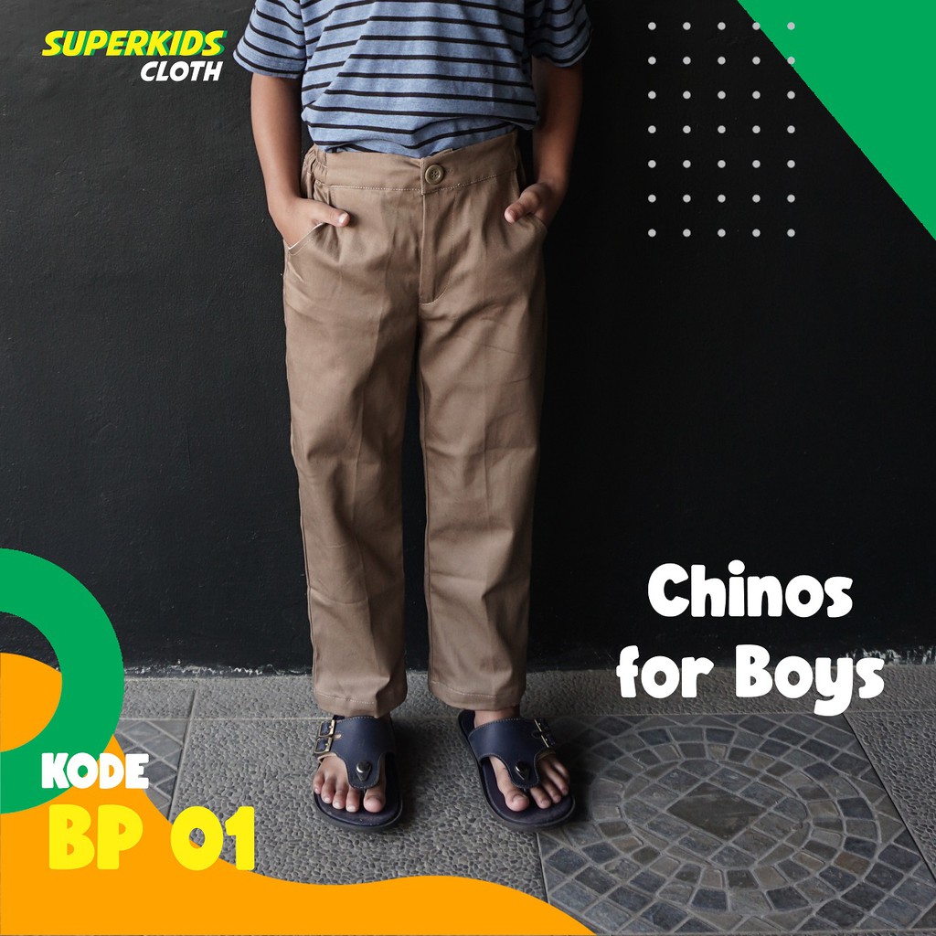 Celana Anak Laki Laki Chinos Chino Mocca Tua Panjang 1 - 8 Tahun