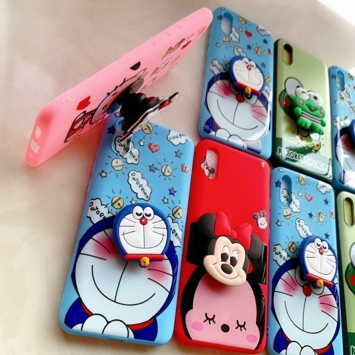 Case Kartun + Pop Socket Realme C11/C12/C15/C17/7/7i/7 Pro/C3/C2