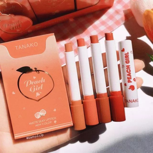 [4PCS / PACK] Tanako Peach Girl Matte Silky Lipstick / Tanako Peach Smoke HT-070