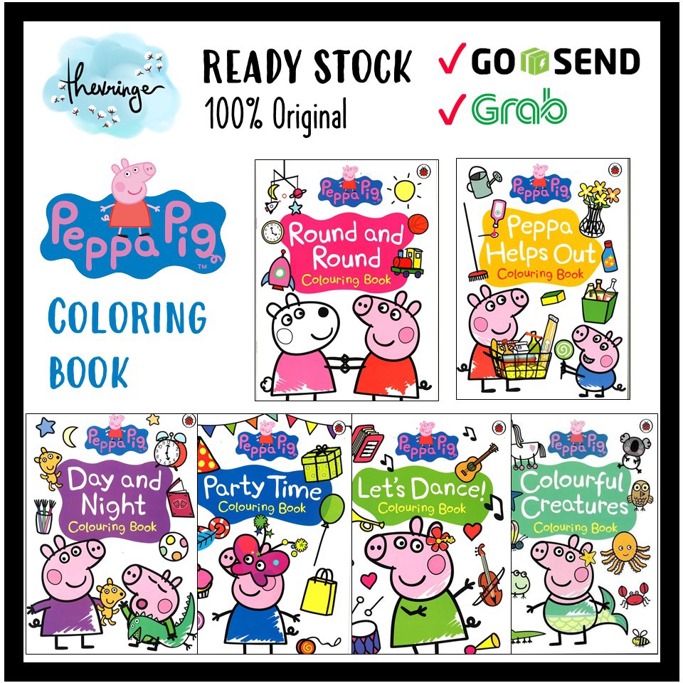 Original Peppa Pig Colouring Book Import Buku Anak Mewarnai Coloring