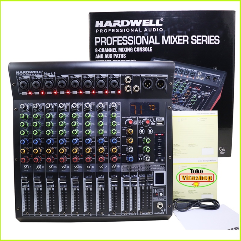 MIXER HARDWELL MARK 8 MIKSER AUDIO ORIGINAL 8 CHANEL WITH USB SOUNDCARD