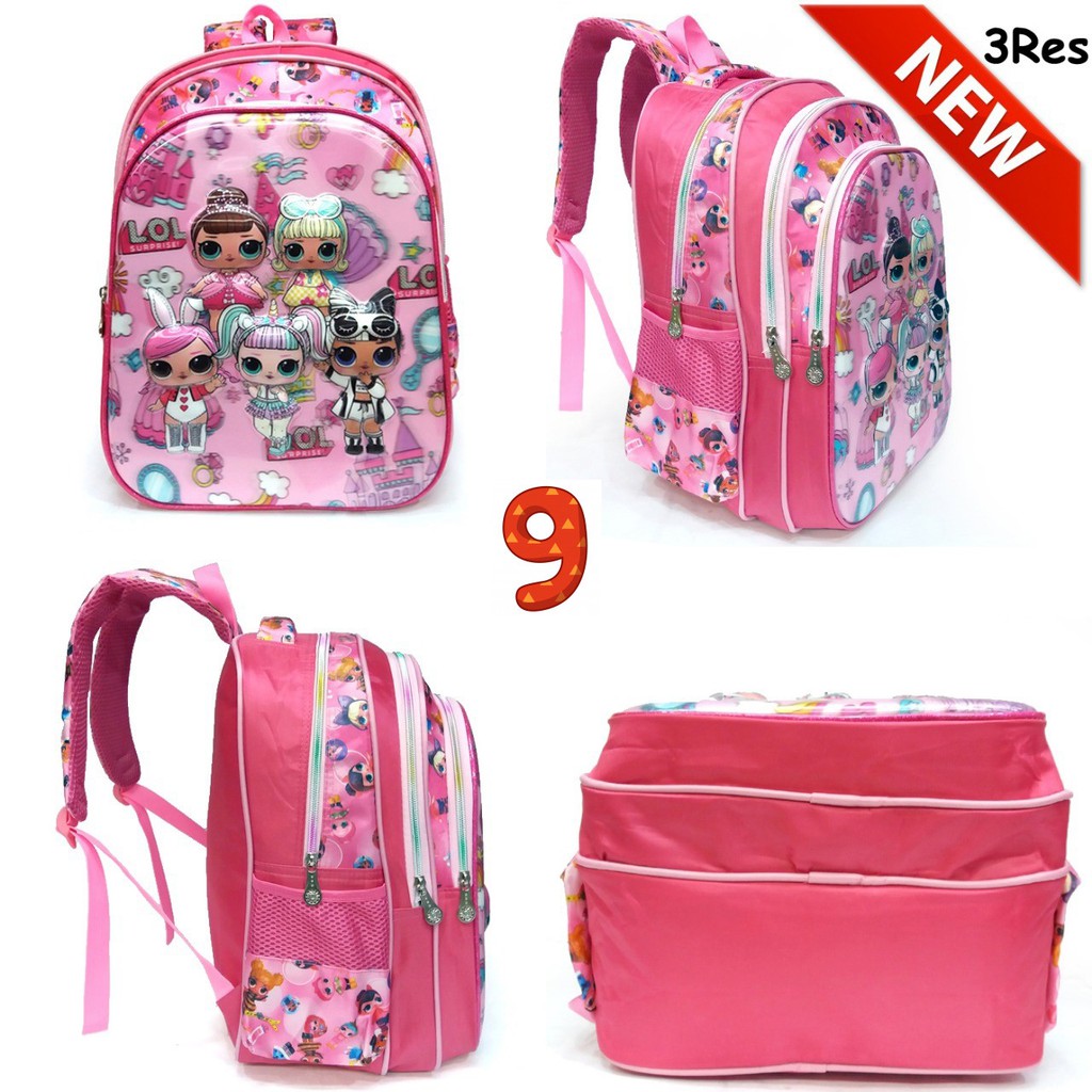 PROMO RANDOM ANAK SEKOLAH CUCI GUDANG Tas RANSEL Anak Sekolah SD Perempuani 5D TIMBUL / USAP IMPORT - Ukuran Besar Dan Luas ( ADA PILIHAN RANDOM  )