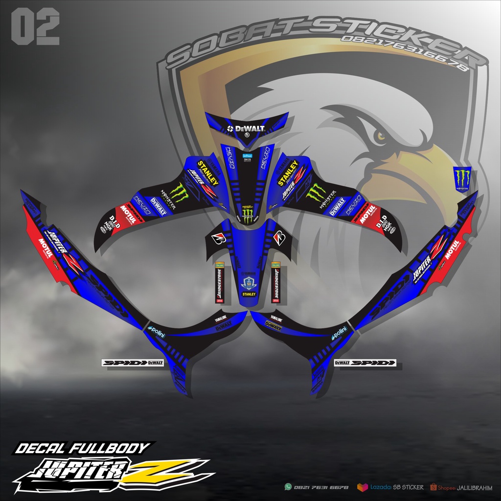 DECAL FULL BODY JUPITER MX OLD- DECAL STICKER FULL BLOCK YAMAHA JUPITER MX OLD 2004-2010 RACING