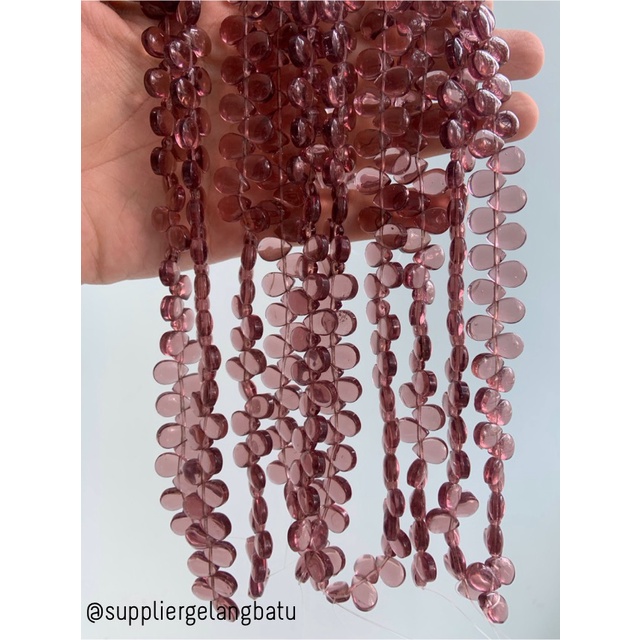 batu tetes air mata 10mm PURPLE QUARTZ kristal bahan LUBANG SAMPING