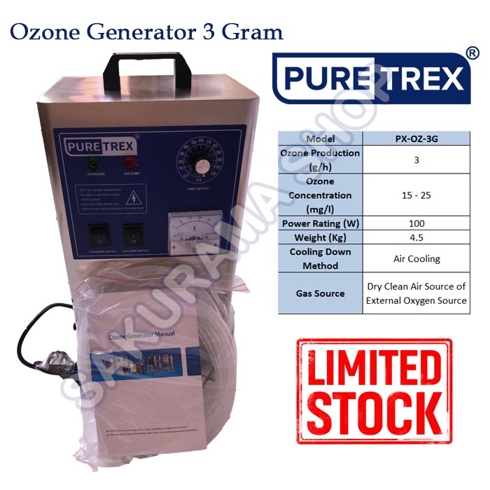 PUREtrex Ozone Generator Sterilizer O3 3g