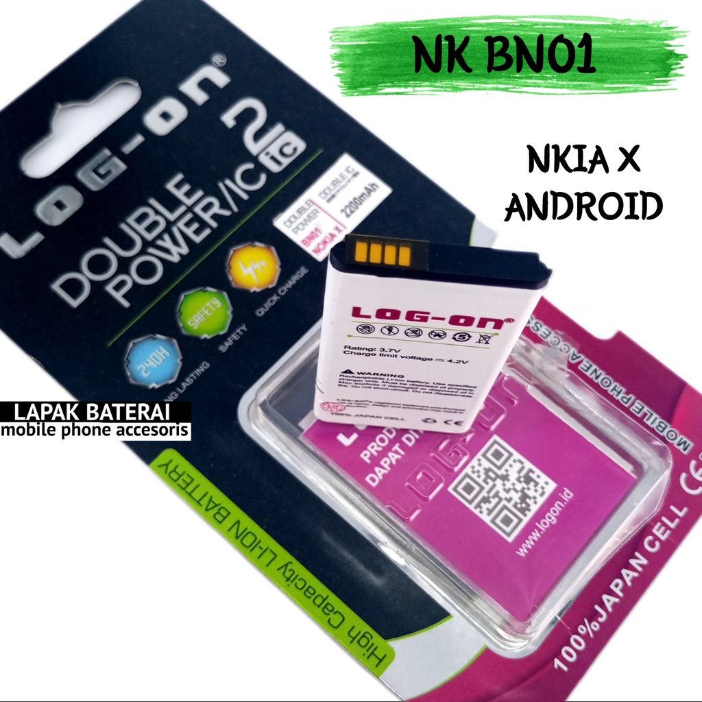 LOG - ON Baterai Nokia X RM980 BN01 | BN 01 Double IC Protection Battery Batre