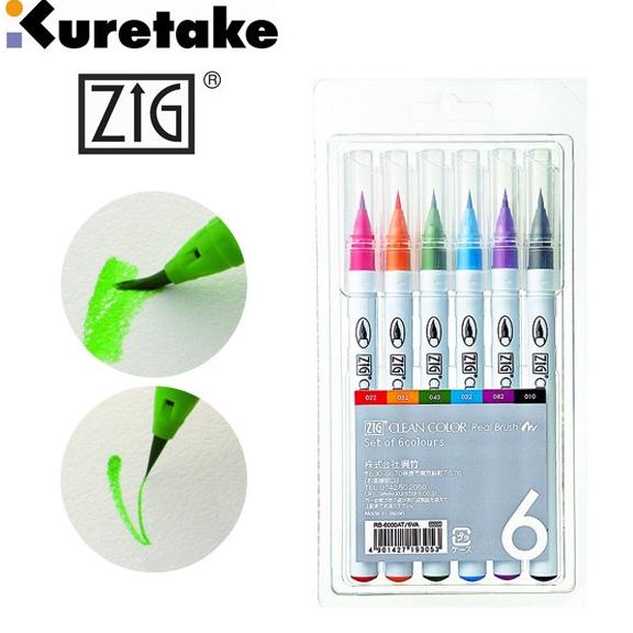 

[[COD]] Kuretake Clean Color Real Brush Pen - 6 Color Set DISKON Kode 72