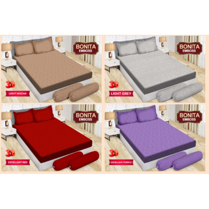 Sprei Polos Emboss Bonita katun micro disperse Anti Luntur(180x200)Light Mocca,Light Grey,Excellent 