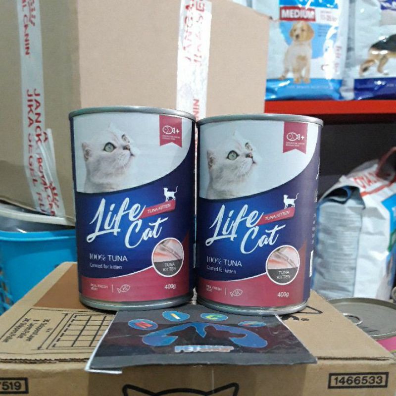 Life Cat Kaleng Kitten Tuna 400 gr Paket 1 dus isi 24 Kaleng Makanan Kucing Basah Price Promo