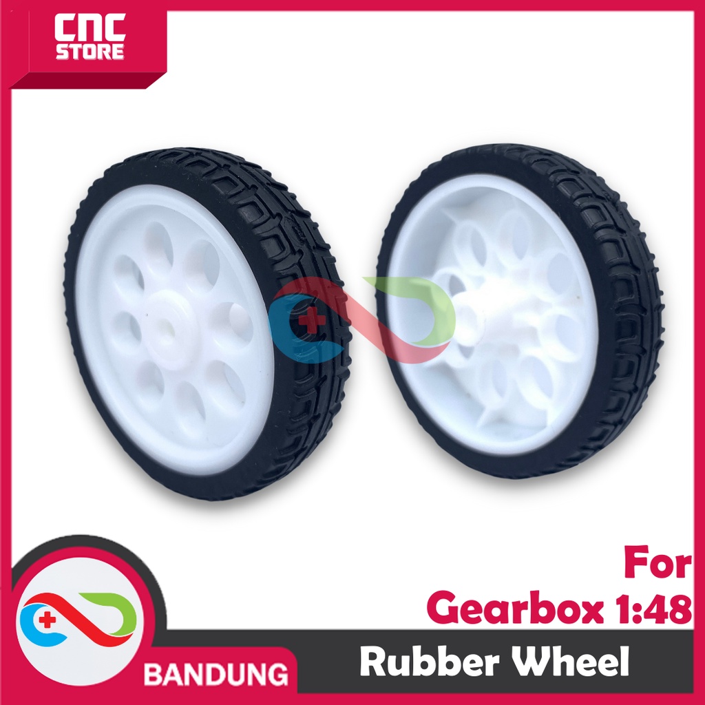 RODA RUBBER WHEEL MOTOR FOR MOTOR DC GEARBOX 1 48 WHITE PUTIH