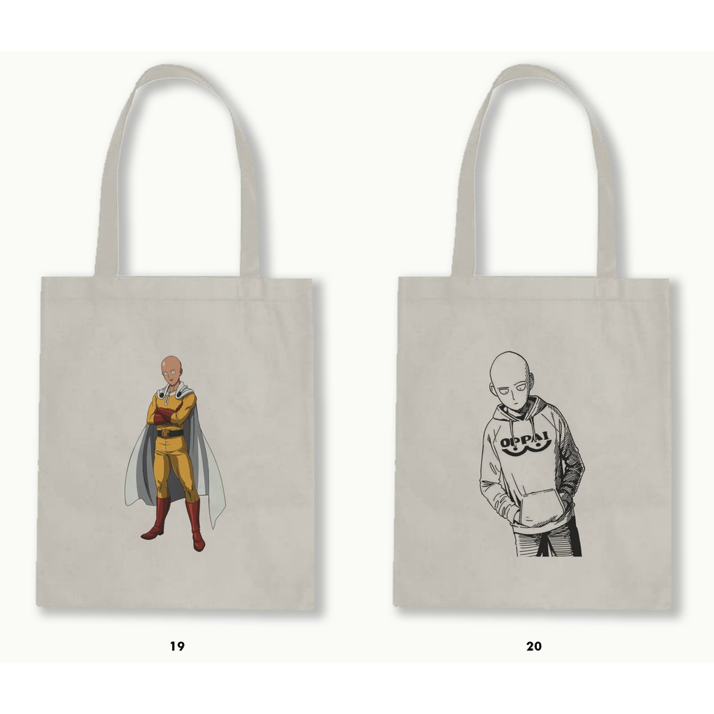 TOTE BAG BLACU  - ONE PUNCH MAN (SAITAMA) .01