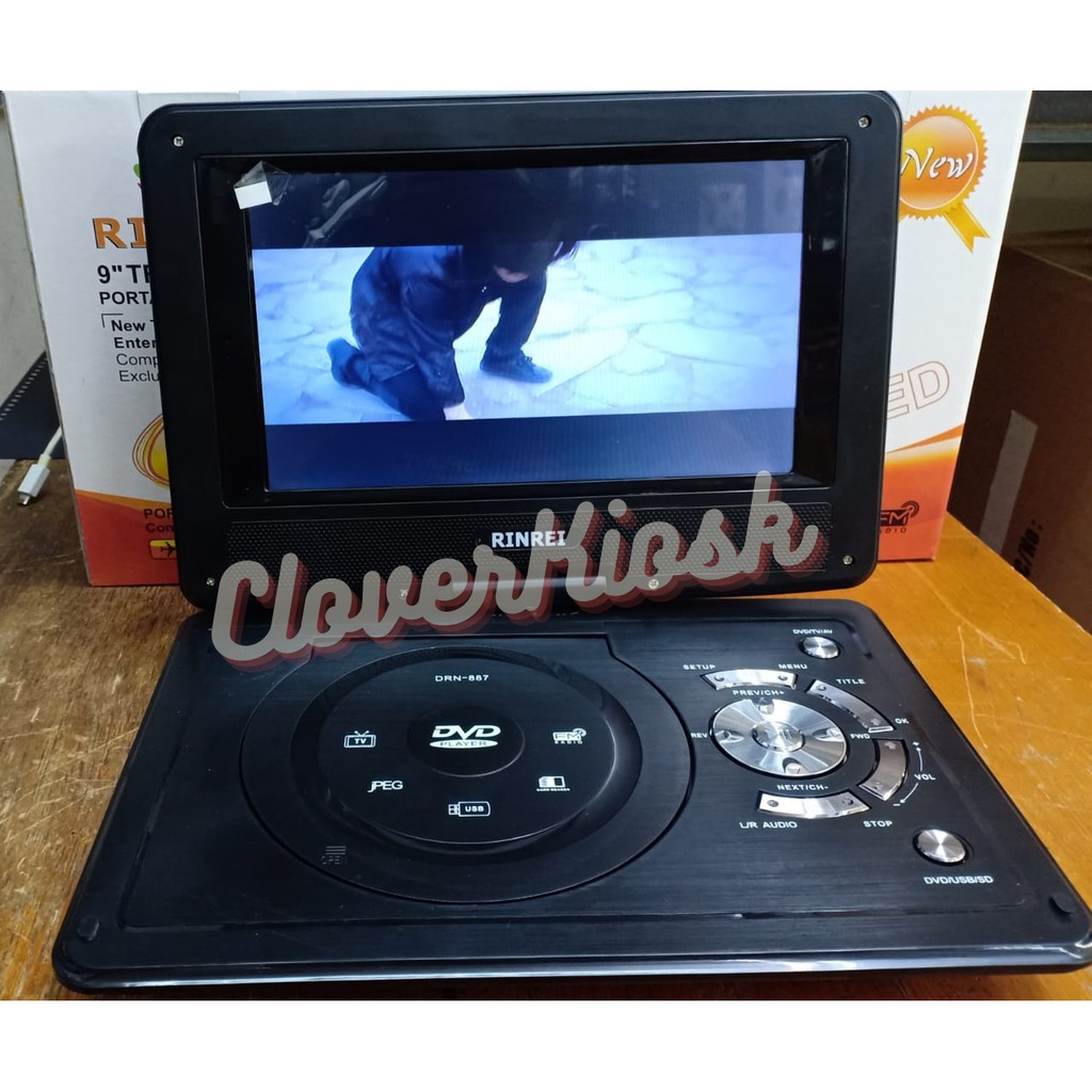DVD Portable Rinrei DRN 887 - USB Movie | TV | FM Radio | Game | MP3 - Grab / Gojek Ready