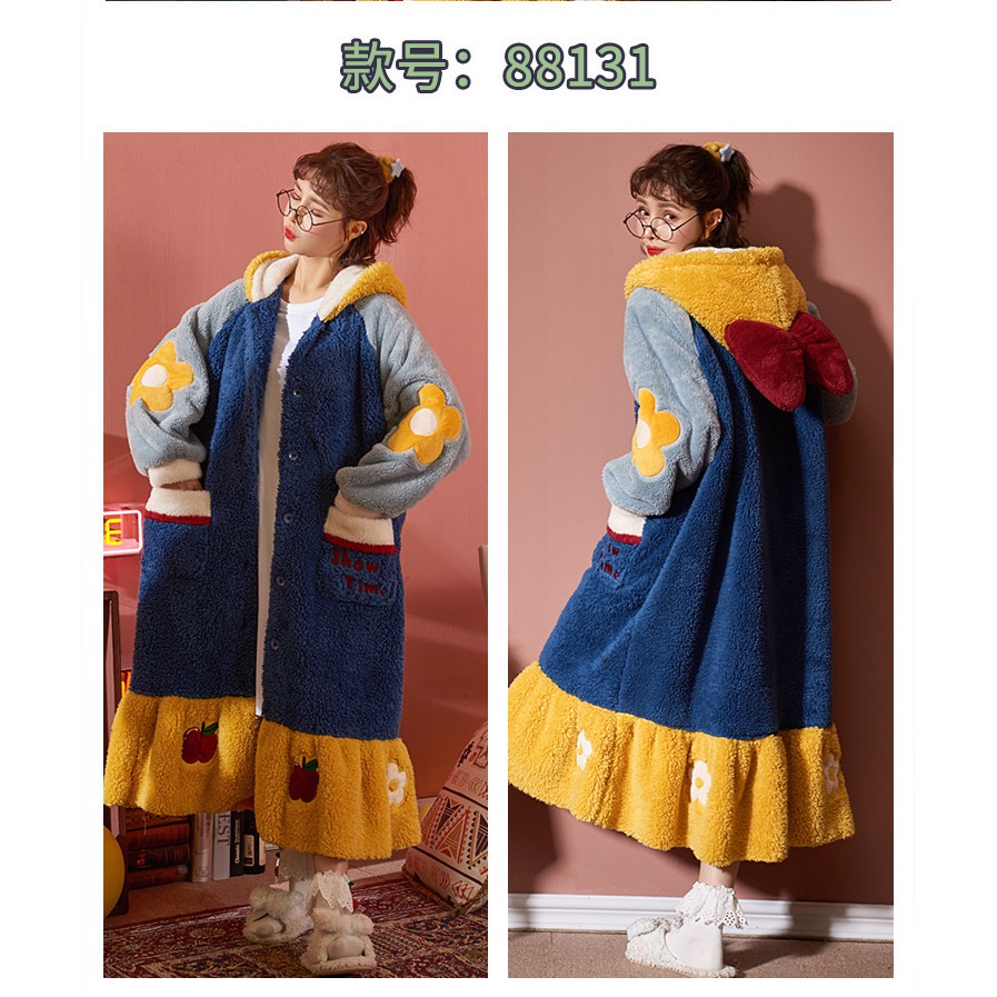 MR-66 snow white winter selimut piyama baju tidur musim dingin bulu tebal halus hangat