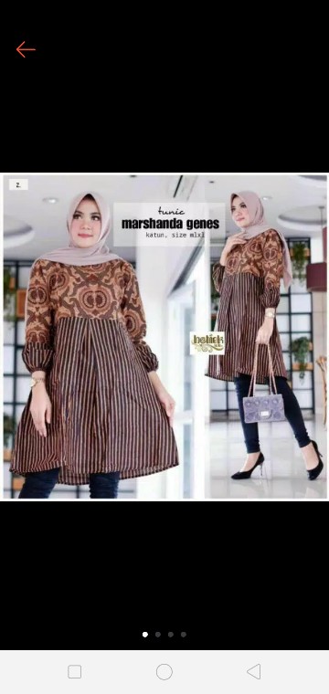 Ksb-tunik~tunik Serut Dewasa~baju Batik Tunik Sogan Exklusif