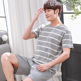 Set Piyama Lengan Pendek Celana Bahan Katun Gaya Korea Set Piyama Lengan Pendek Celana Bahan Katun Gaya Korea