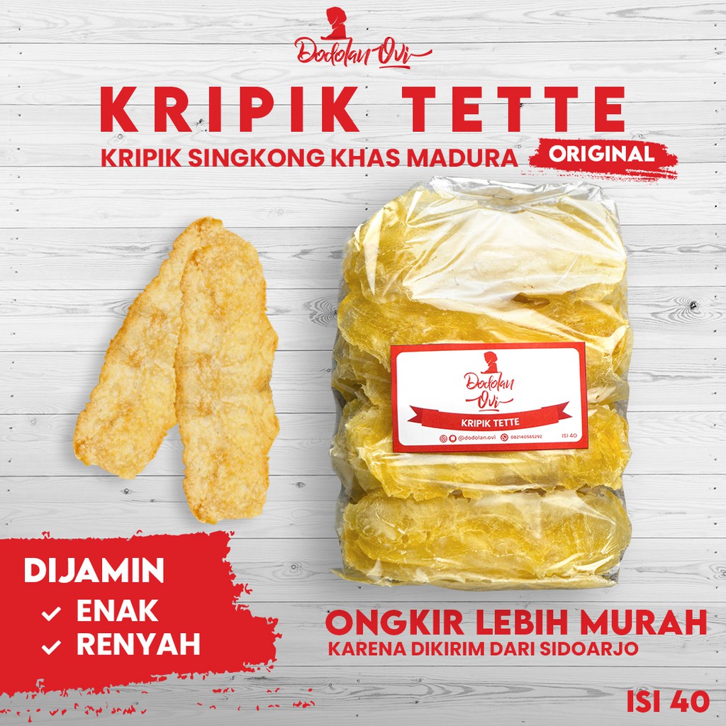 

Keripik tette original kripik singkong khas madura 250gr (40biji)