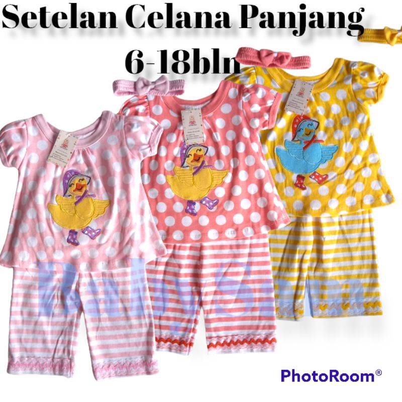 Setelan Celana Panjang Anak Perempuan Motif Bebek Lucu 6-18 Bulan Pumpkin Kids