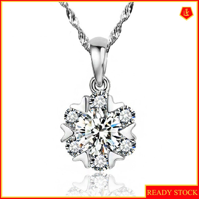 [Ready Stock]Crystal Snowflake Jeweled Pendant Simple All-Match Accessories