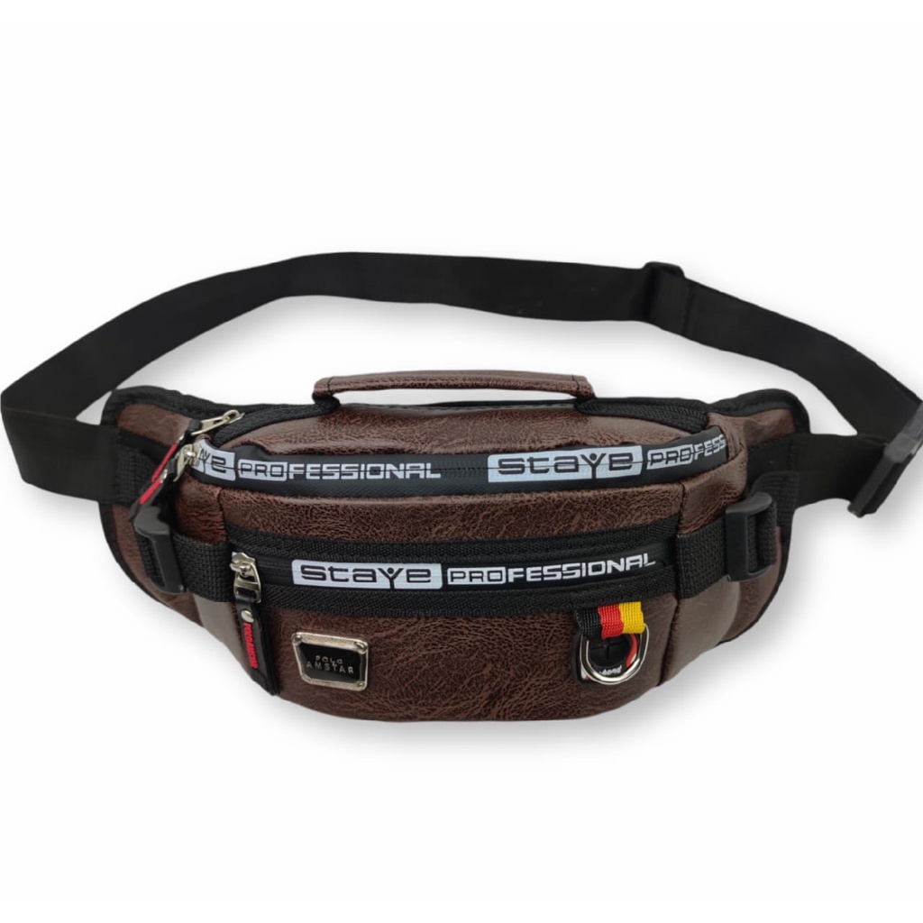 TAS PRIA Waistbag Tas Pinggang Kulit PU Leather Terbaru Original POLO AMSTAR Tas Selempang Pria Terbaru 2021