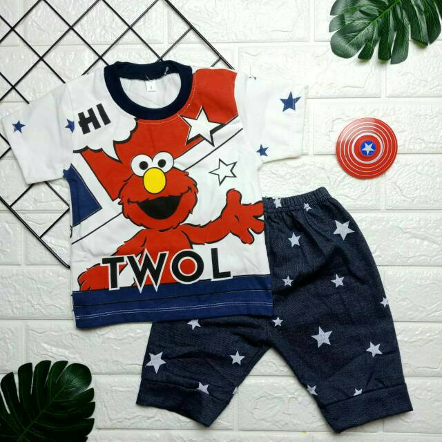 SETELAN ANAK  LAKI  LAKI  6 24 BULAN GAMBAR  HI ELMO  Shopee 