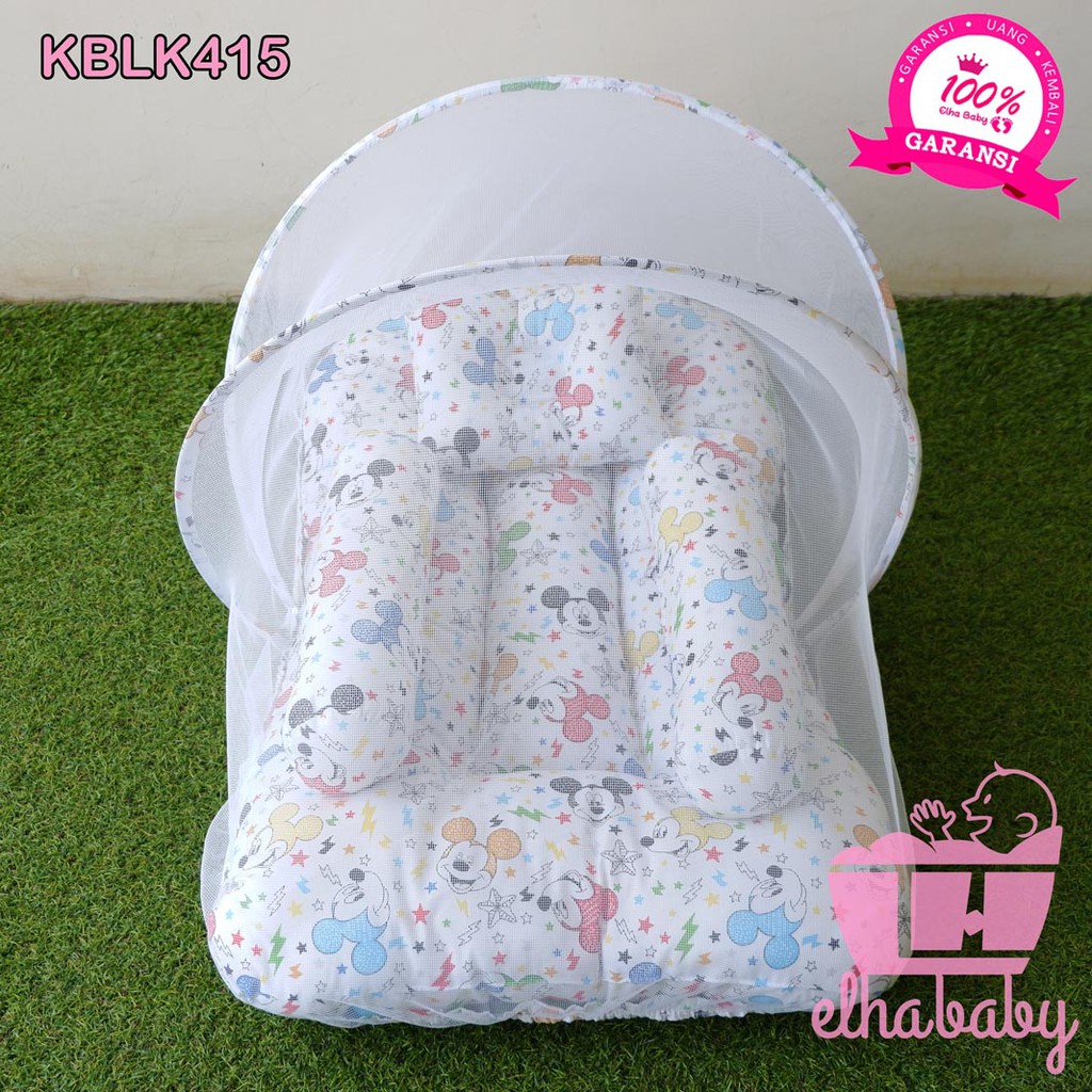 Elha baby grosir Kasur lipat kelambu bayi matras set baby alas tempat tidur karakter lucu free tas