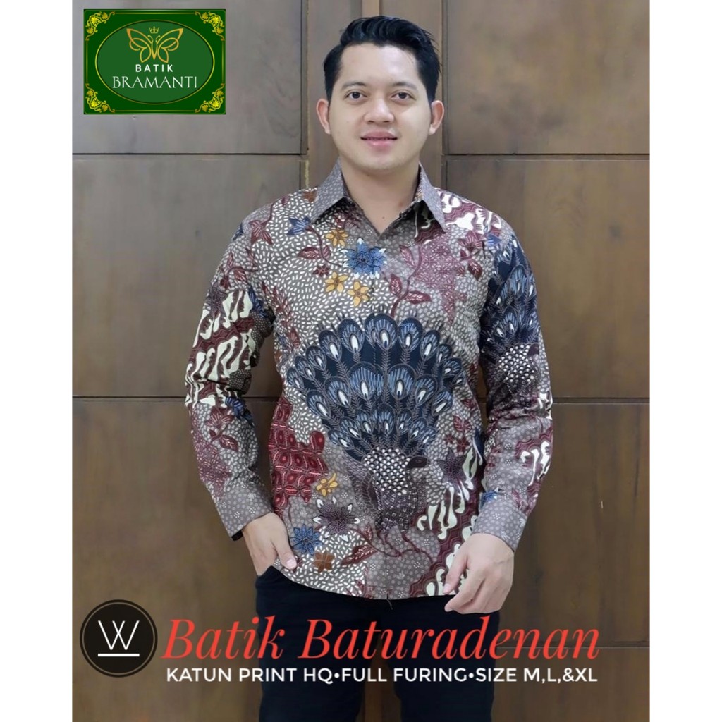 BATURADEN kemeja batik pria lengan panjang terbaru ORIGINAL MARRON KOMBINASI