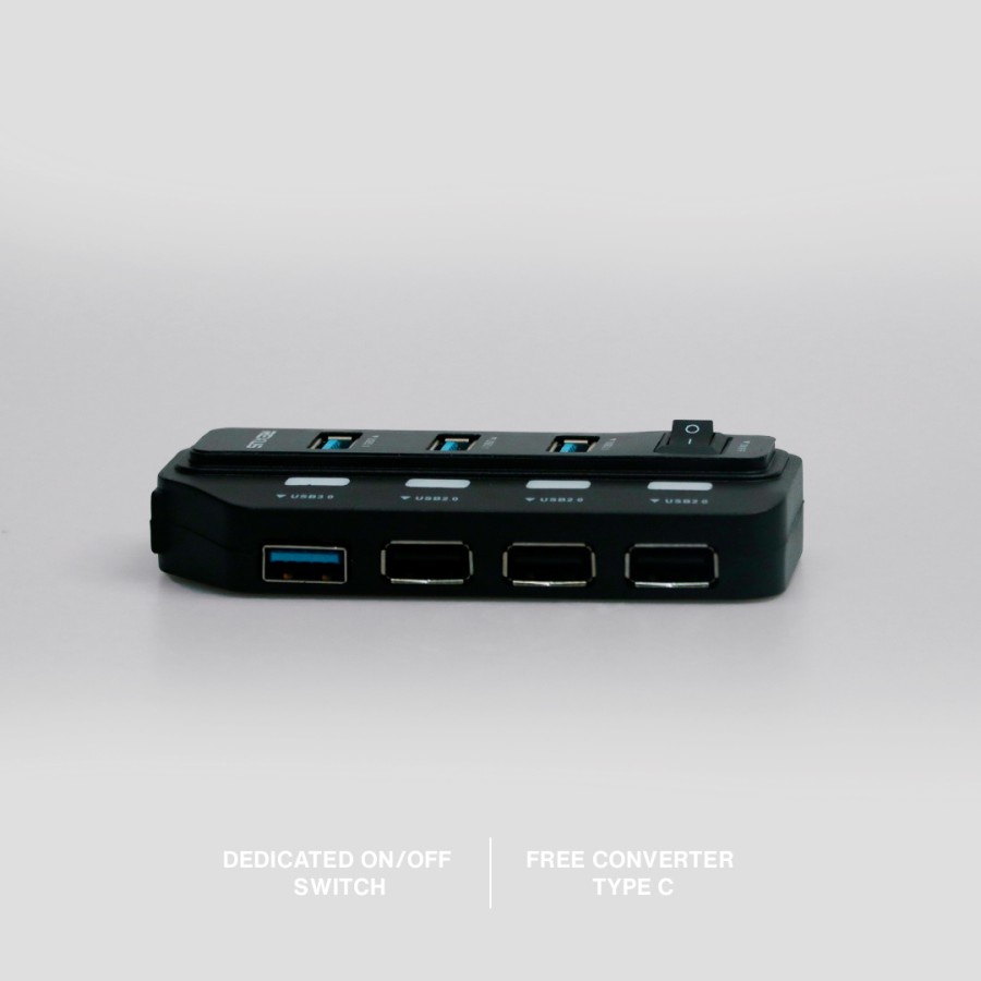 USB Hub Rexus 3.1 H332 7 Port + Converter Type C