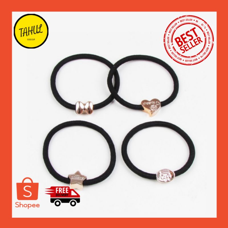 IKAT RAMBUT HITAM KOREA / IKAT RAMBUT GELANG HITAM POLOS KOREA / IKET RAMBUT