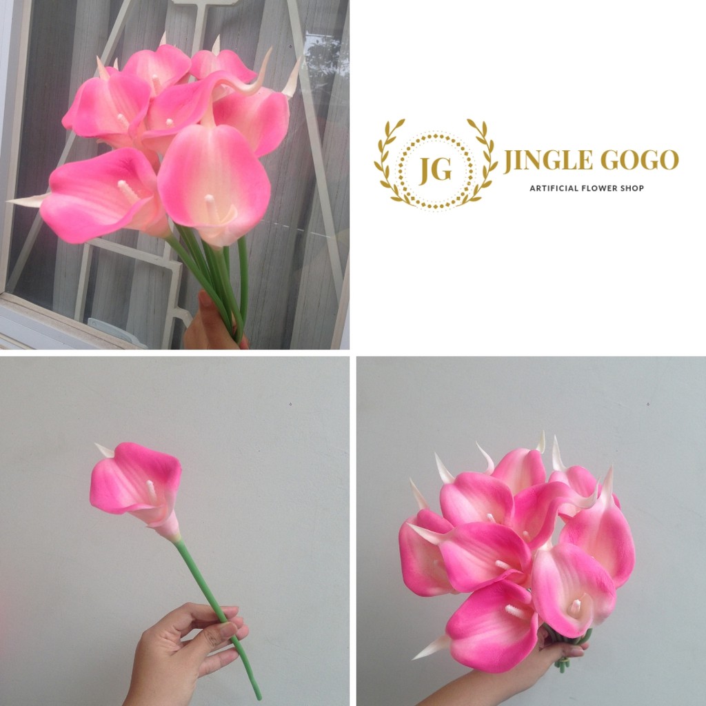 Bunga Calla Lily Latex PINK Real Touch Dekor Artificial Artifisial Hiasan Hantaran Wedding Lamaran