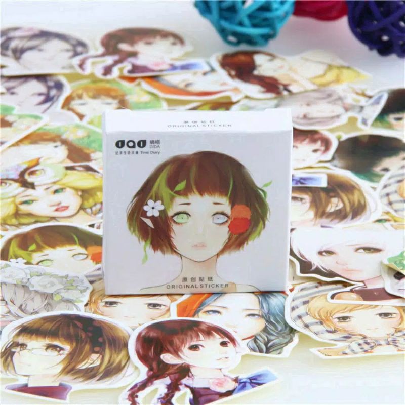 

45 PCS/BOX STIKER KERTAS TEMA ANIME GIRL FLOWER LUCU MURAH BULLET JURNAL DIY DIARY