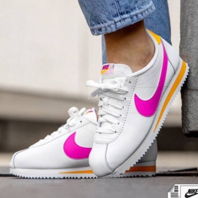 nike cortez pink yellow