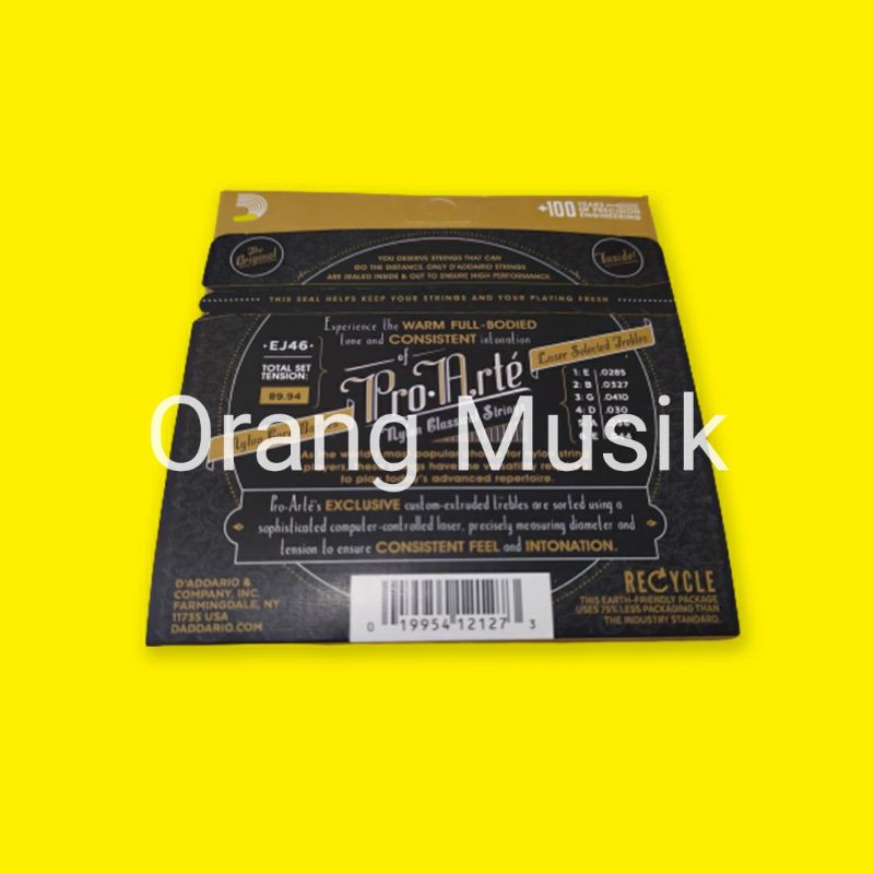 Senar Gitar Nylon D'Addario EJ 46 Hard Tension Clear Nylon