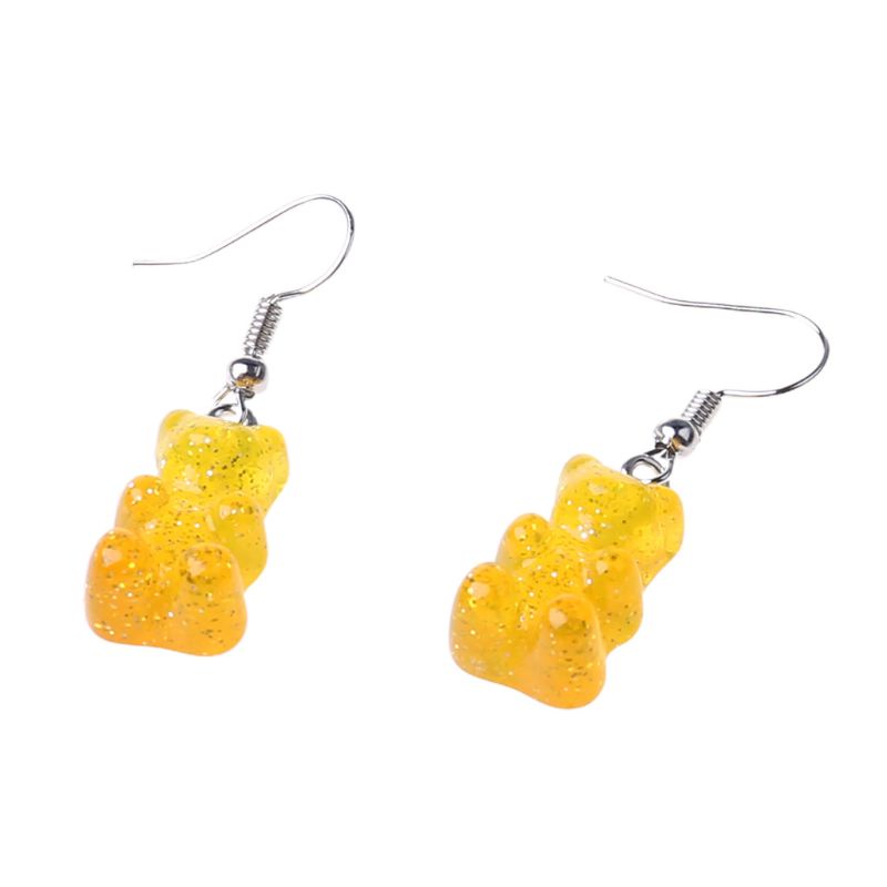 Siy 1 Pasang Anting Kait Gantung Wanita Bahan Resin Desain Beruang Kartun Warna Warni Menarik Untuk Hadiah