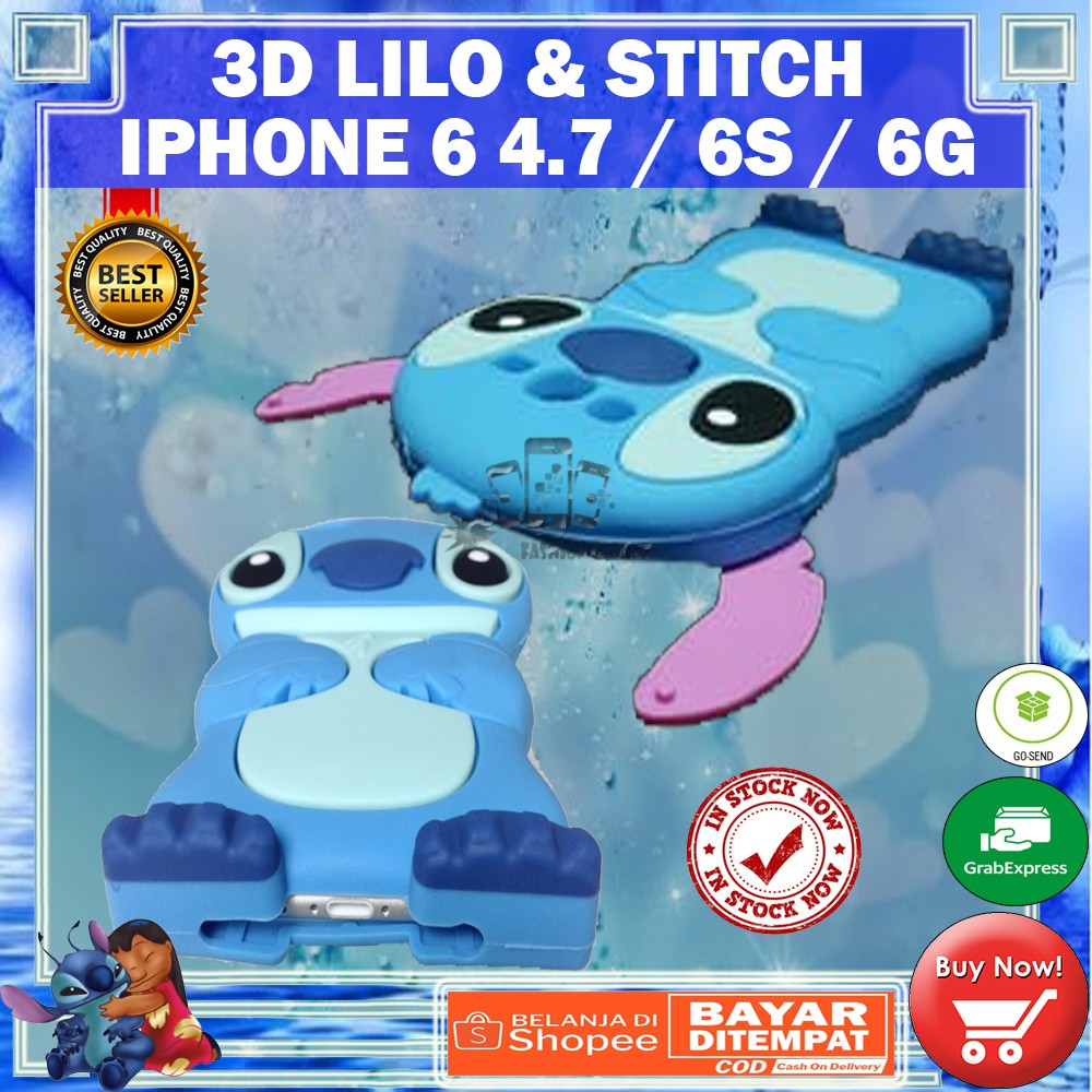 (Gambar Acak Pita / Non Pita) Silikon Untuk Iphone 6 / 7 Uk 4.7 inch iPhone 7+ Case 3D Lilo Stitch