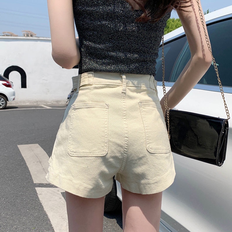 Celana hotpants jeans pendek wanita korean style cewek denim dewasa Biru high waist jens pinggang tinggi import kekinian short