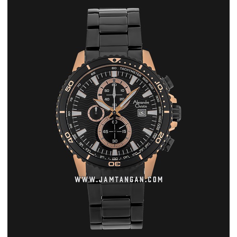 Alexandre Christie AC 6482 MC BBRBA Chronograph Men Black Dial Black Stainless Steel