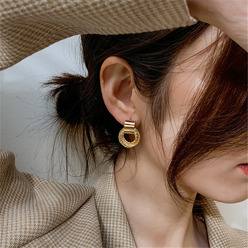 S925 Jarum Perak Korea Kepribadian Geometris Multilayer Lingkaran Studs Earrings Untuk Wanita Perempuan Perhiasan Permen