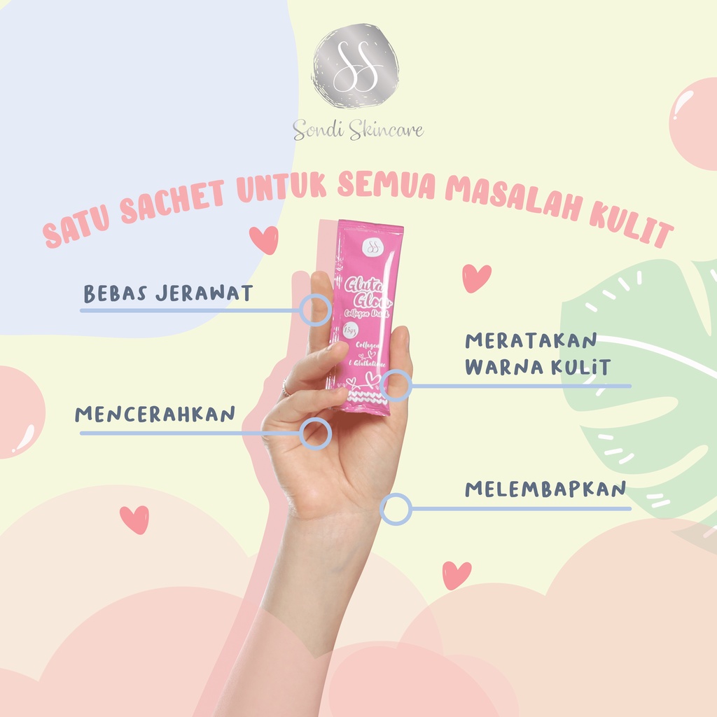 GLUTAGLOW Collagen Gluta Glow Drink SondiShop Halal BPOM Ori Glo Colagen Kolagen Not EdBeauty Byoote