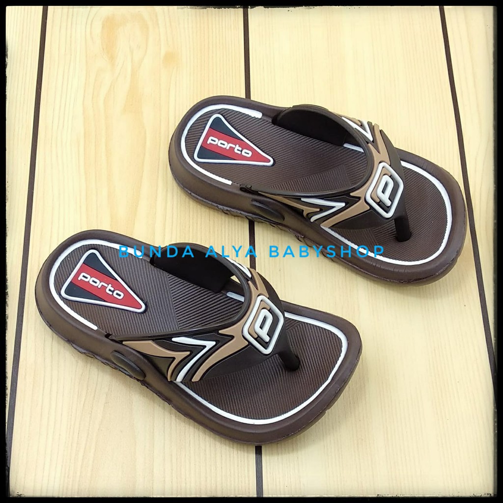 Sendal Jepit Anak Laki Laki Umur 3 4 5 6 Tahun COKLAT - Sendal Jepit Anak Cowok Karet Anti Licin PORTO Size 24 - 35