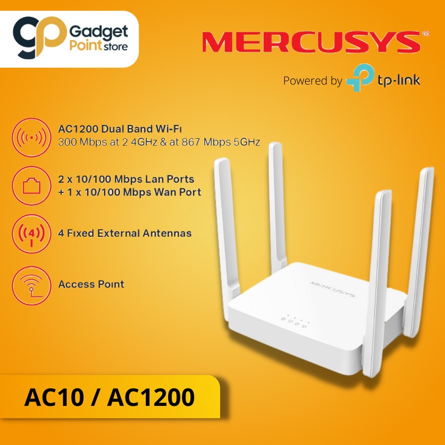 Rourter Mercusys AC10 / AC1200 300Mbps | Wireless Dual Band Router - Garansi Resmi 1 Tahun