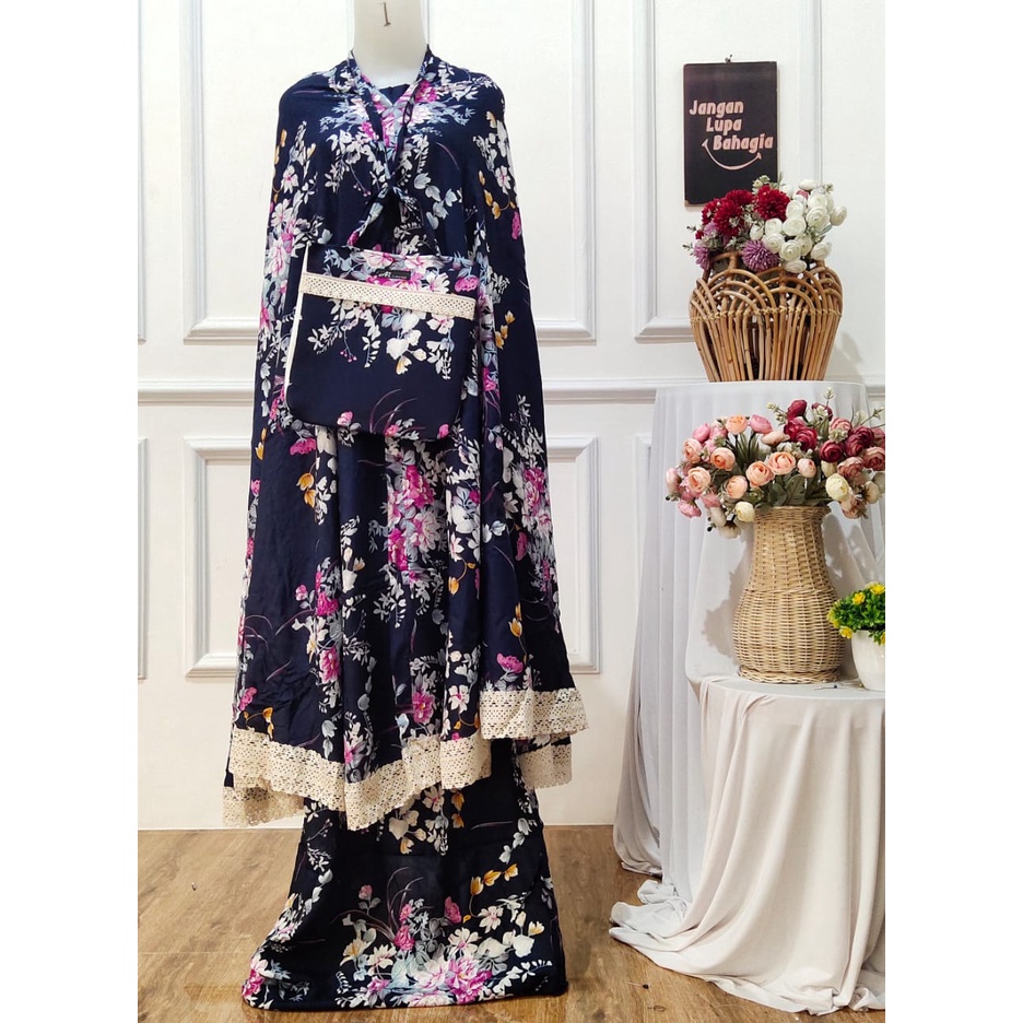 MUKENA DEWASA BALI JUMBO MOTIF SAKURA RENDA BAHAN RAYON