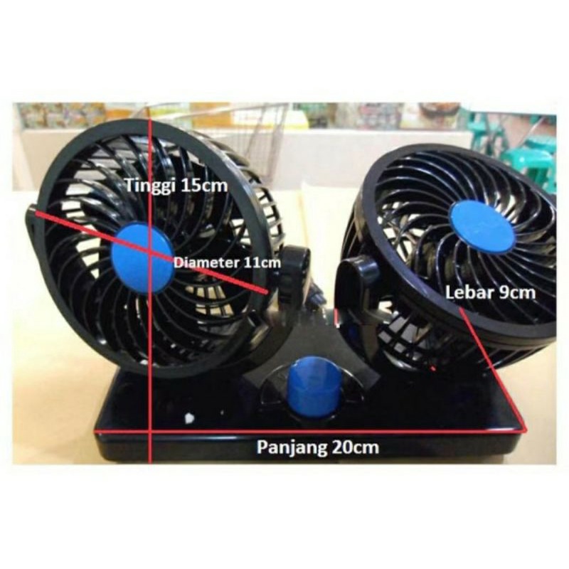 Kipas Angin Mobil Head Fan 12v Double DC Rotasi 360 Derajat