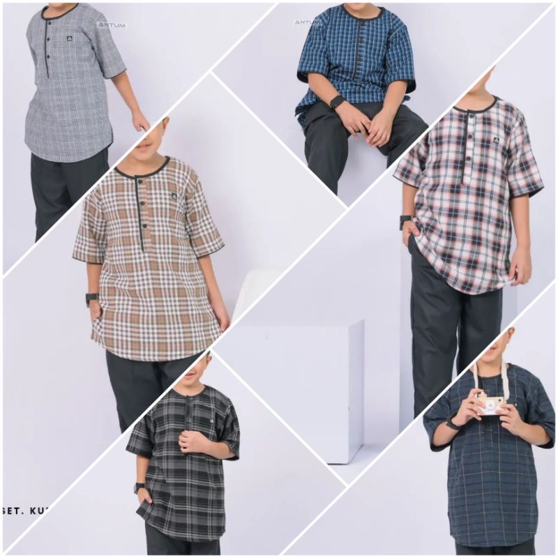 Baju Celana Set Kurta Flanel Kids Anak Brand Antum